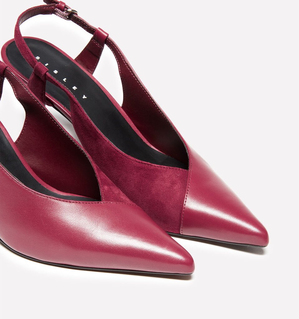 Burgundy slingback in 100% leather - women's heels - Burgundy | Sisley image number 4